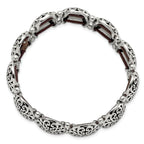 Antiqued & Polished Oval Stretch Bracelet in Stainless Steel