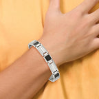 Chisel Stainless Steel Polished with Black Carbon Fiber Inlay 8.75 inch Link Bracelet