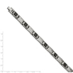 Chisel Stainless Steel Polished with Black Carbon Fiber Inlay 8.75 inch Link Bracelet