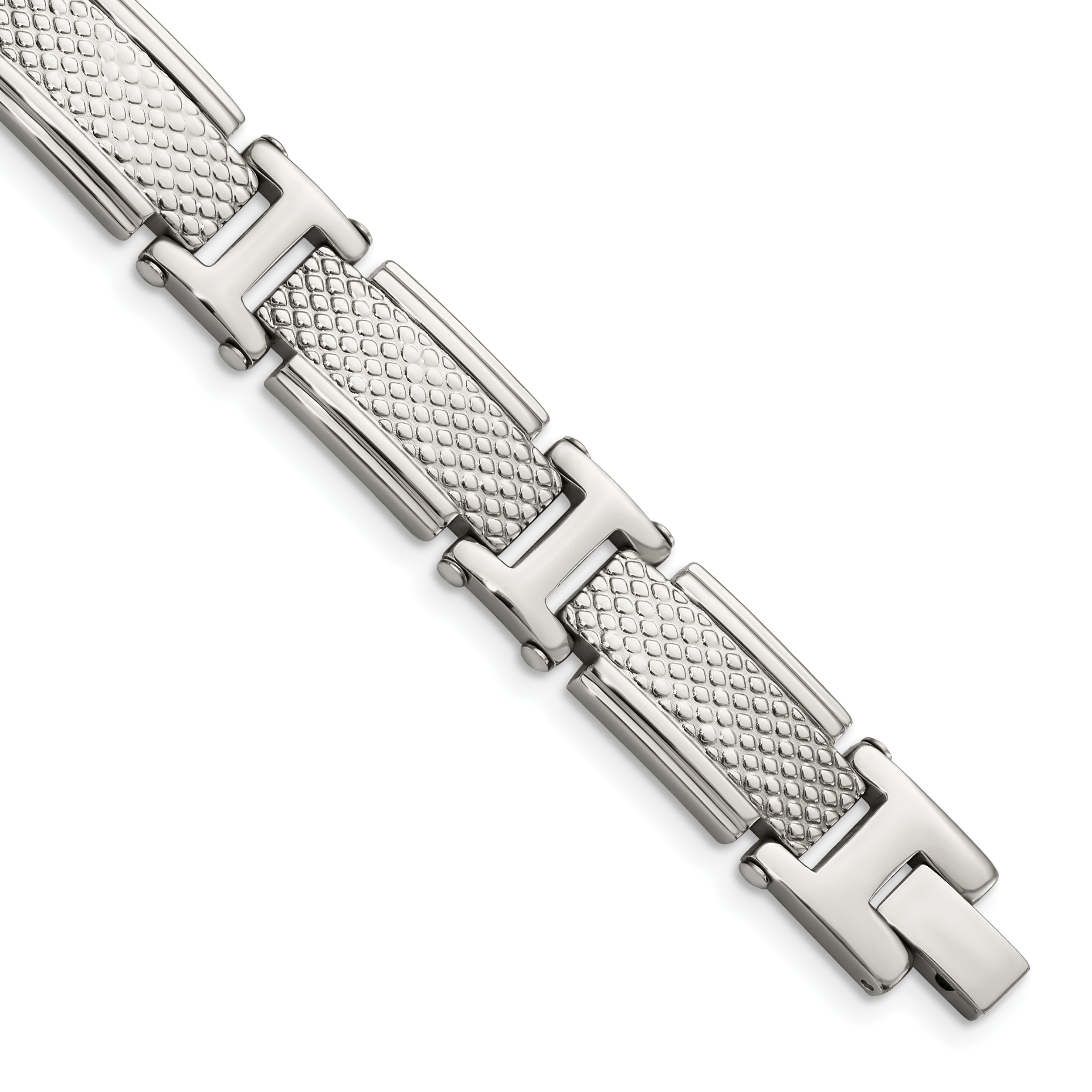 Chisel Stainless Steel Polished and Textured 8.5 inch Link Bracelet Main image