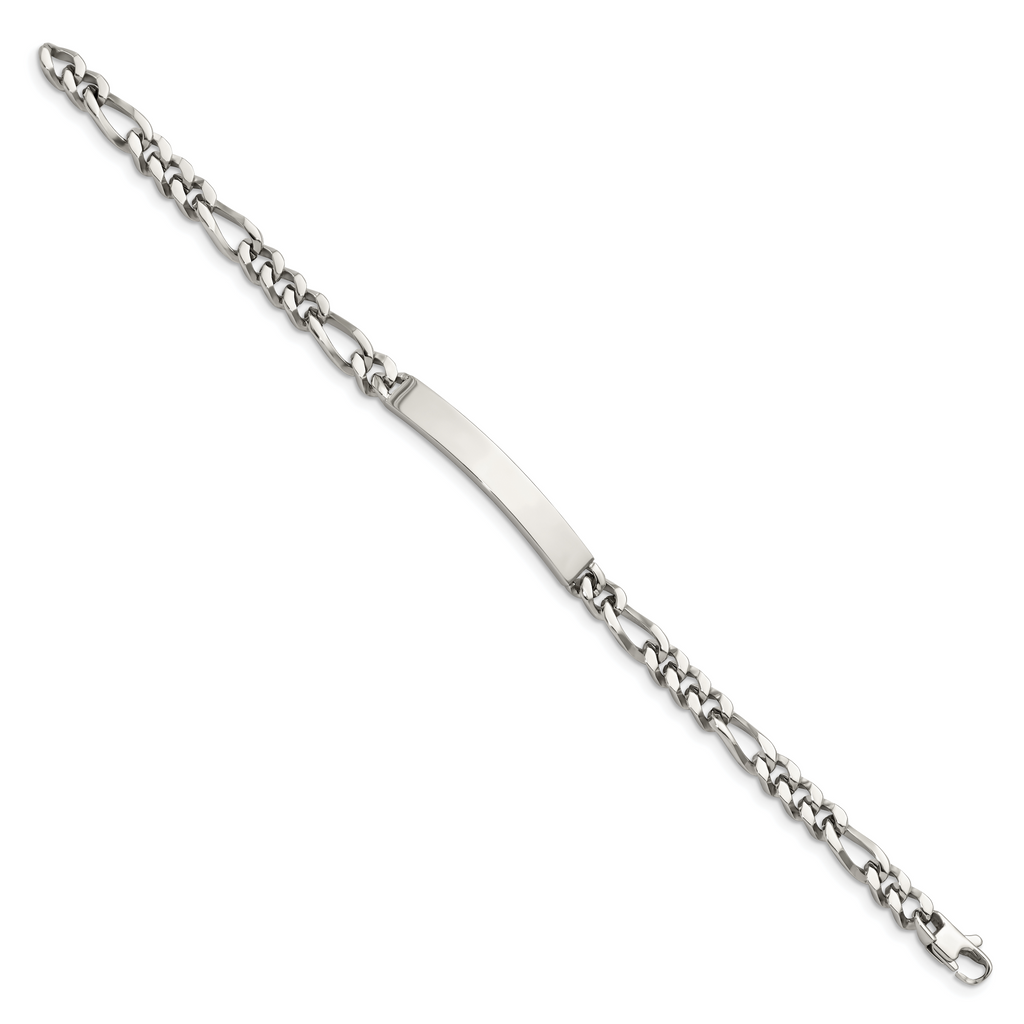 Figaro Chain ID Bracelet in Stainless Steel, 7mm