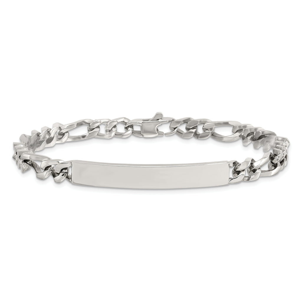 Figaro Chain ID Bracelet in Stainless Steel, 7mm