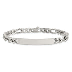 Figaro Chain ID Bracelet in Stainless Steel, 7mm