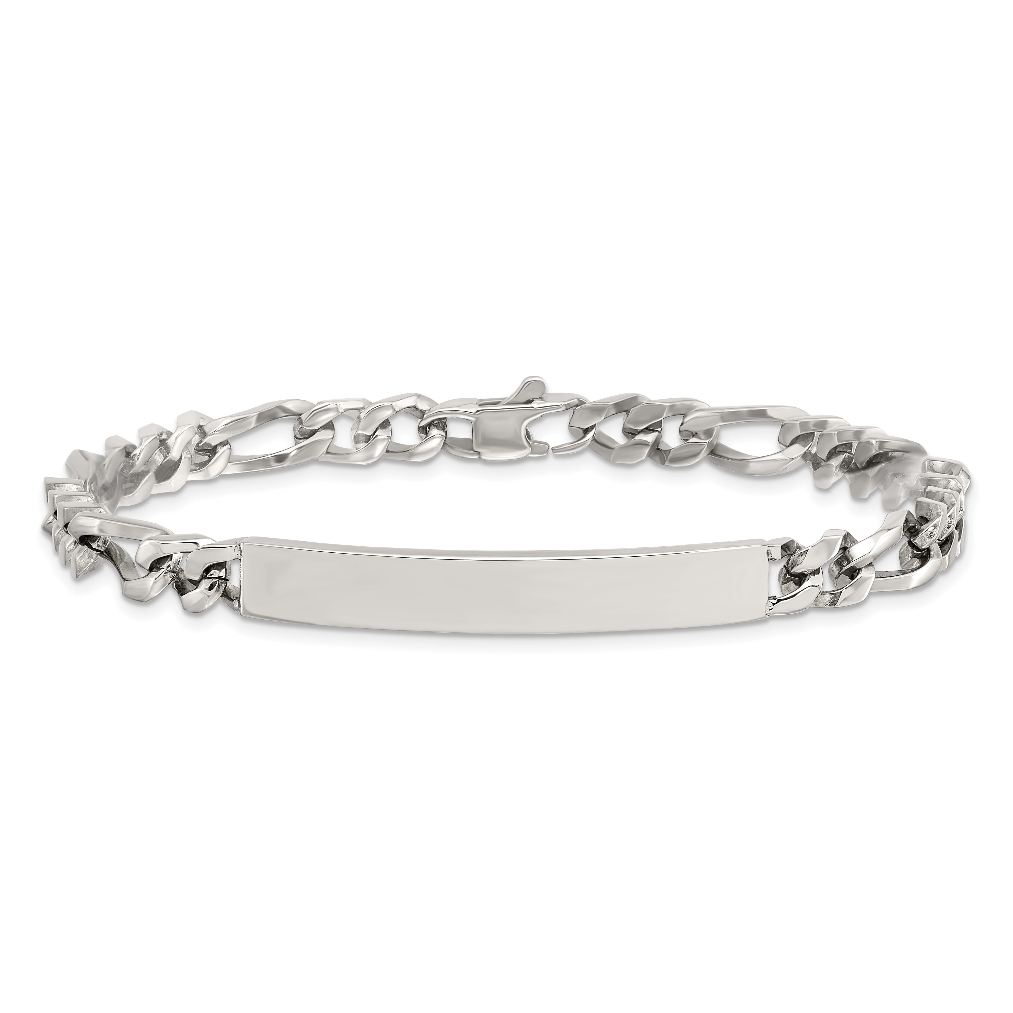 Figaro Chain ID Bracelet in Stainless Steel, 7mm