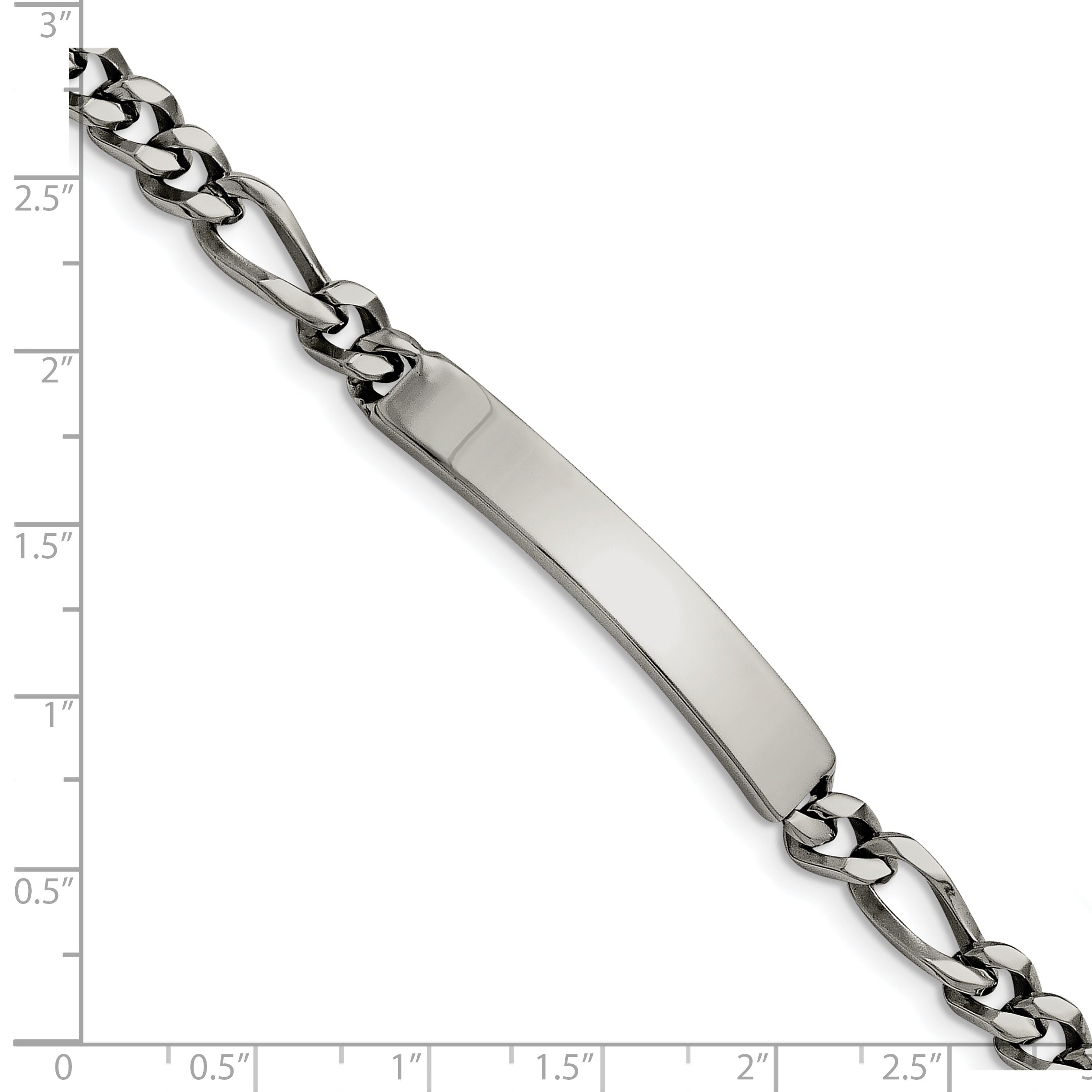 Figaro Chain ID Bracelet in Stainless Steel, 7mm