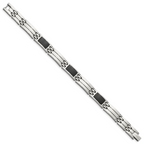 Carbon Fiber Inlay Link Bracelet in Stainless Steel