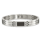 Carbon Fiber Inlay Link Bracelet in Stainless Steel