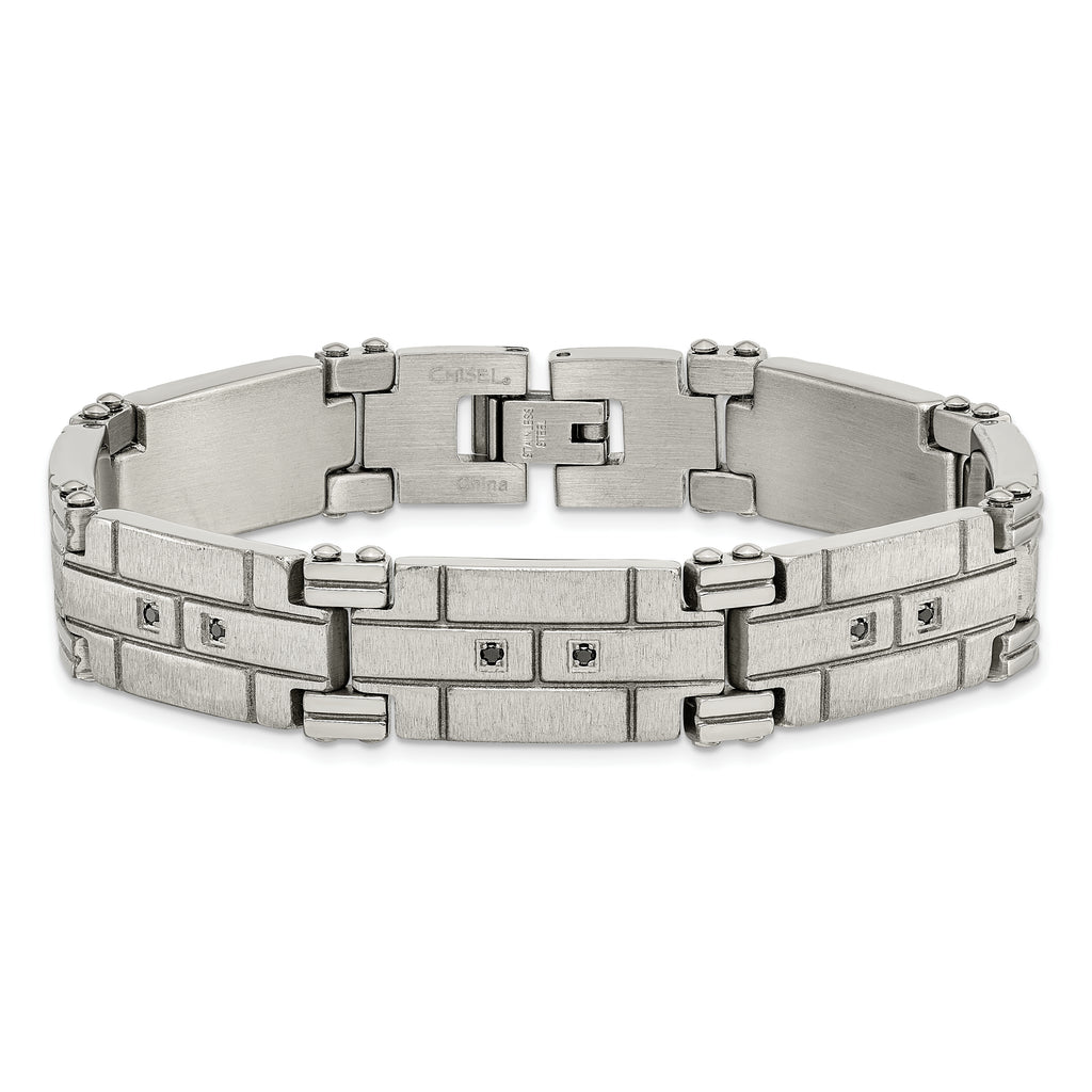 Black CZ Bracelet in Stainless Steel, 12mm