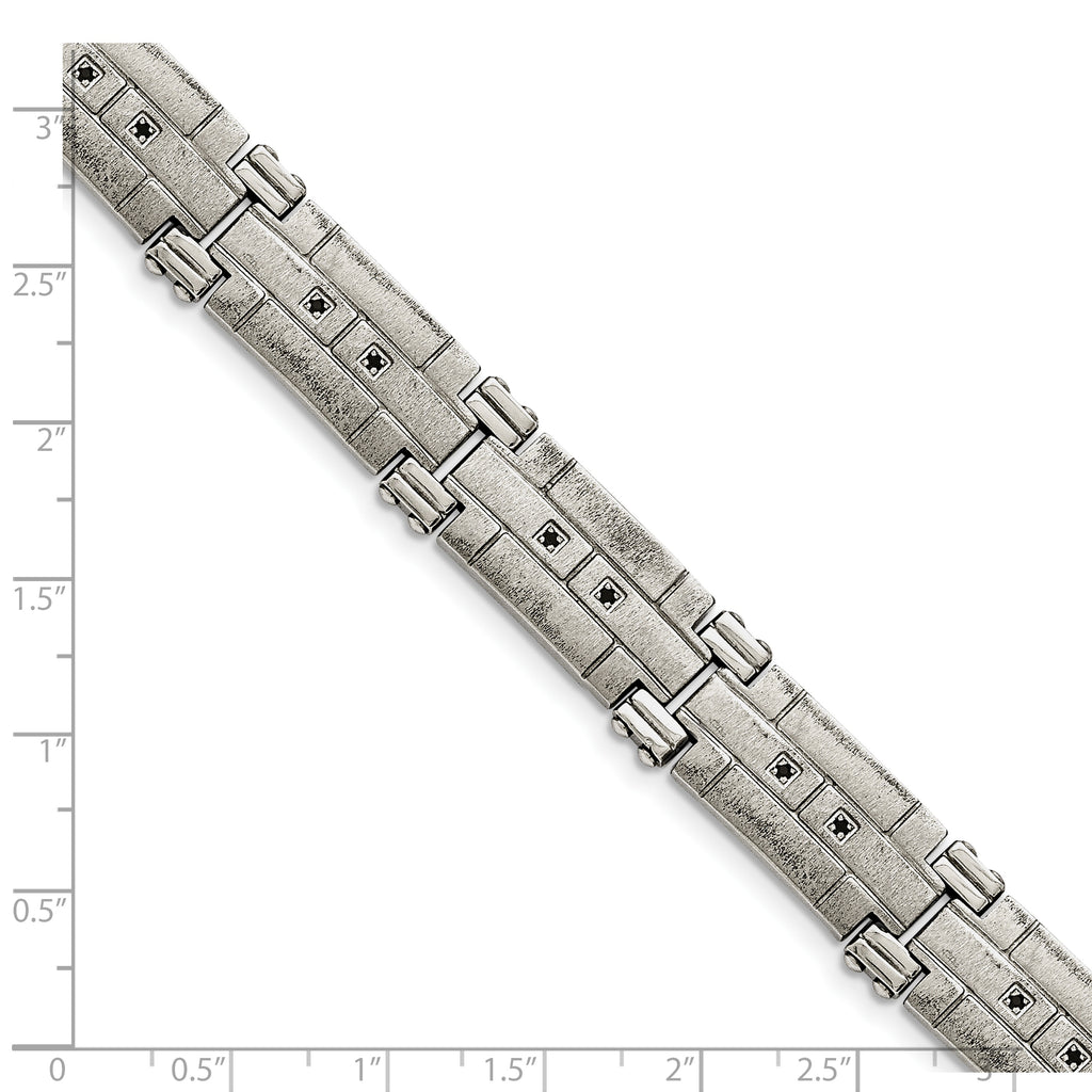 Black CZ Bracelet in Stainless Steel, 12mm
