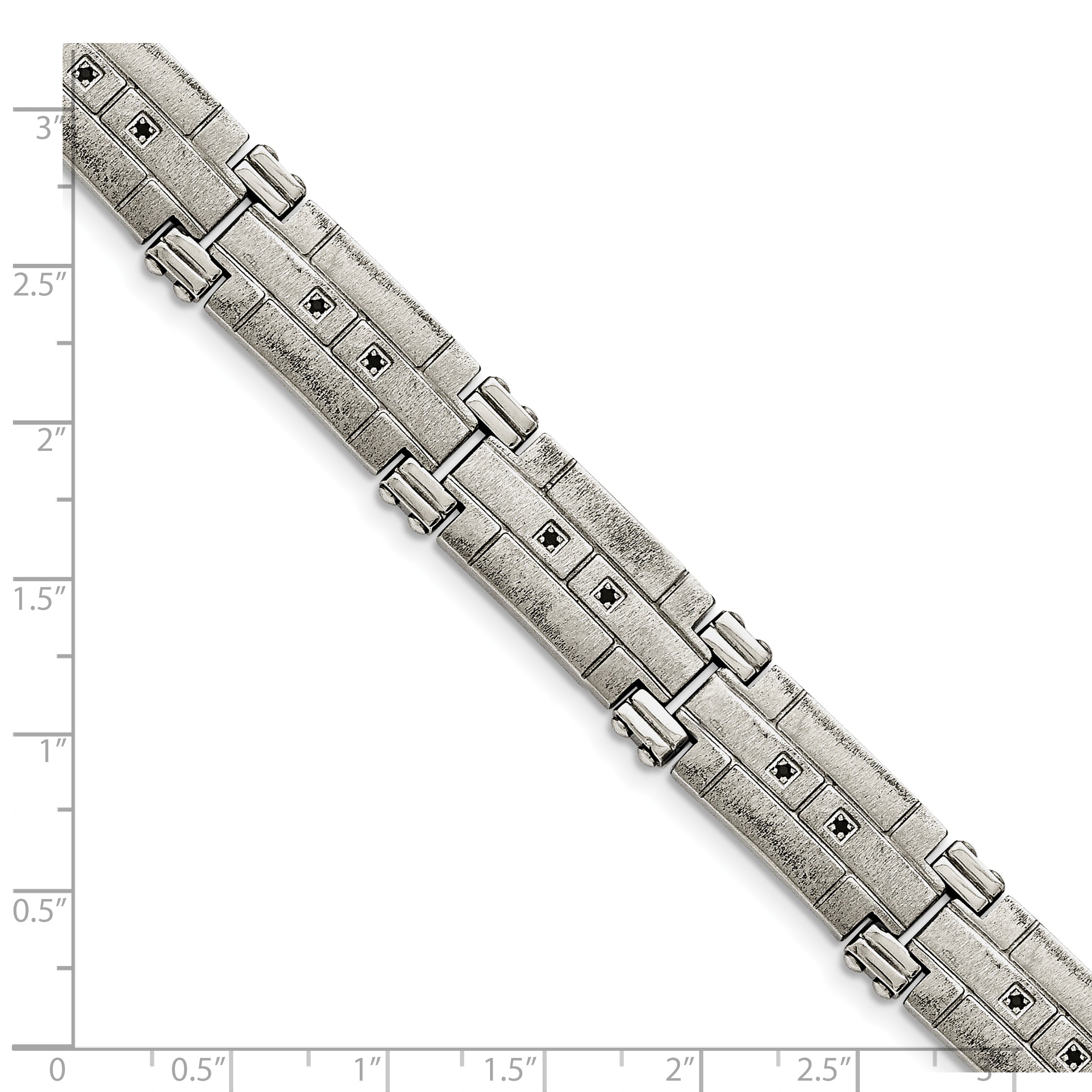 Black CZ Bracelet in Stainless Steel, 12mm