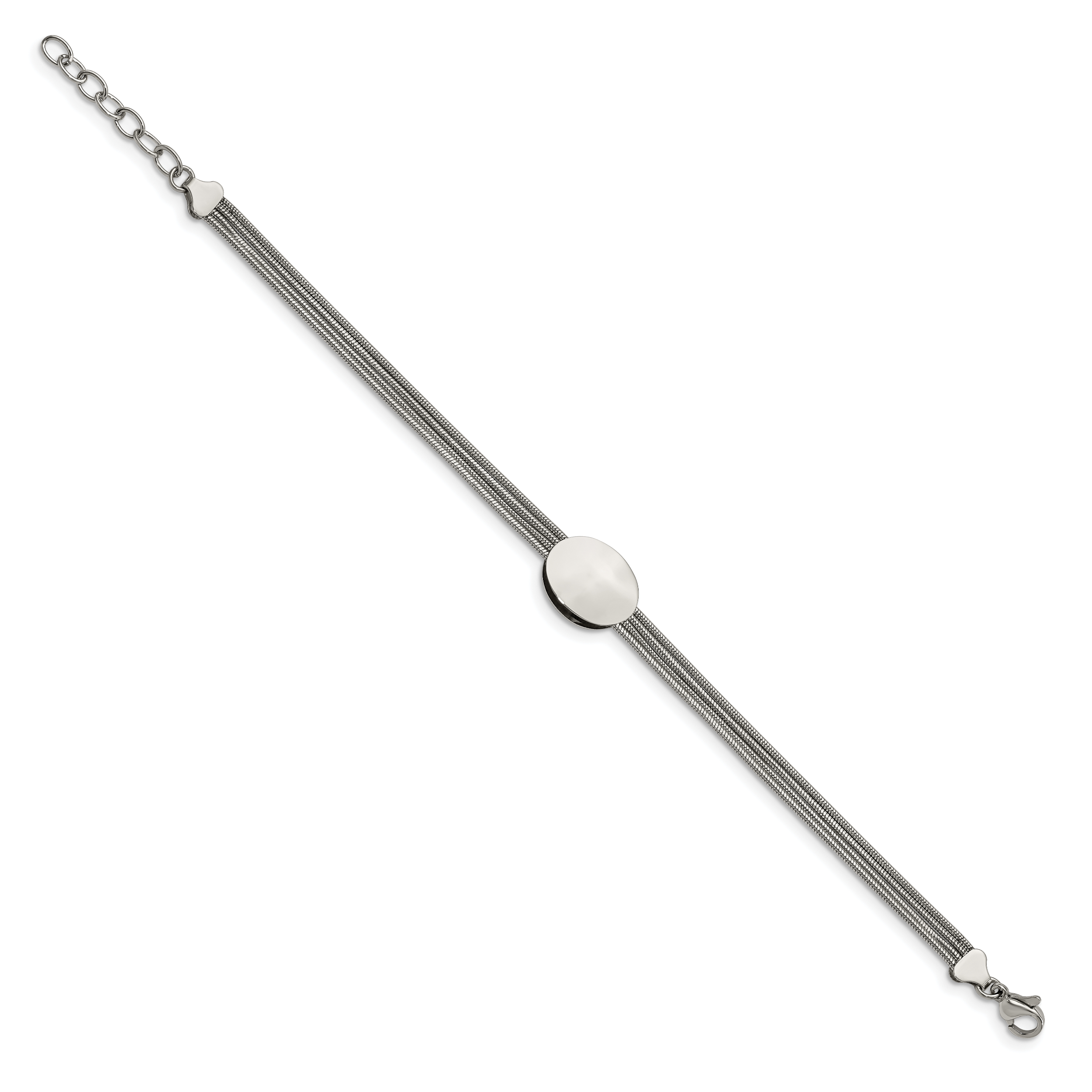 Polished Oval Link Bracelet in Stainless Steel