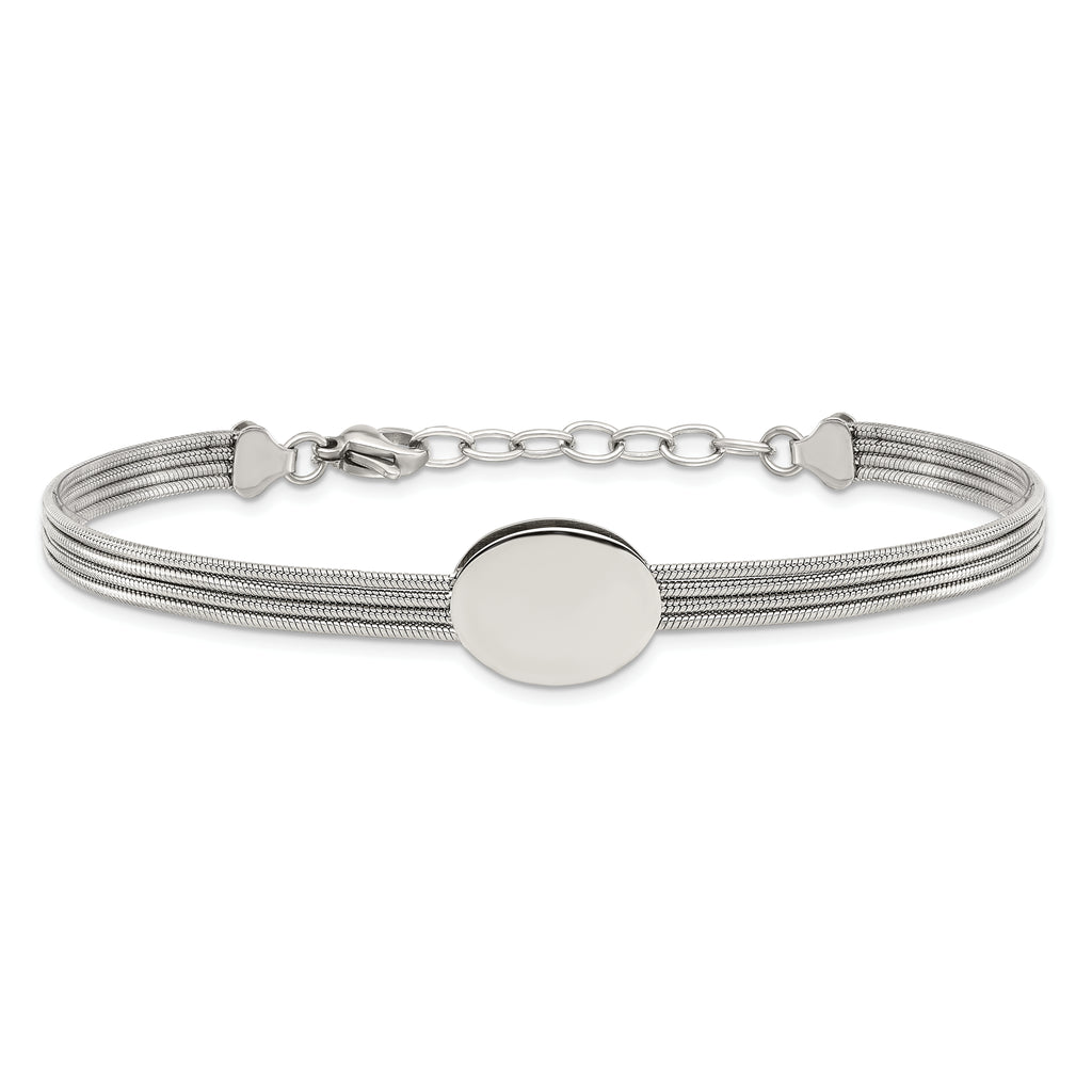 Polished Oval Link Bracelet in Stainless Steel