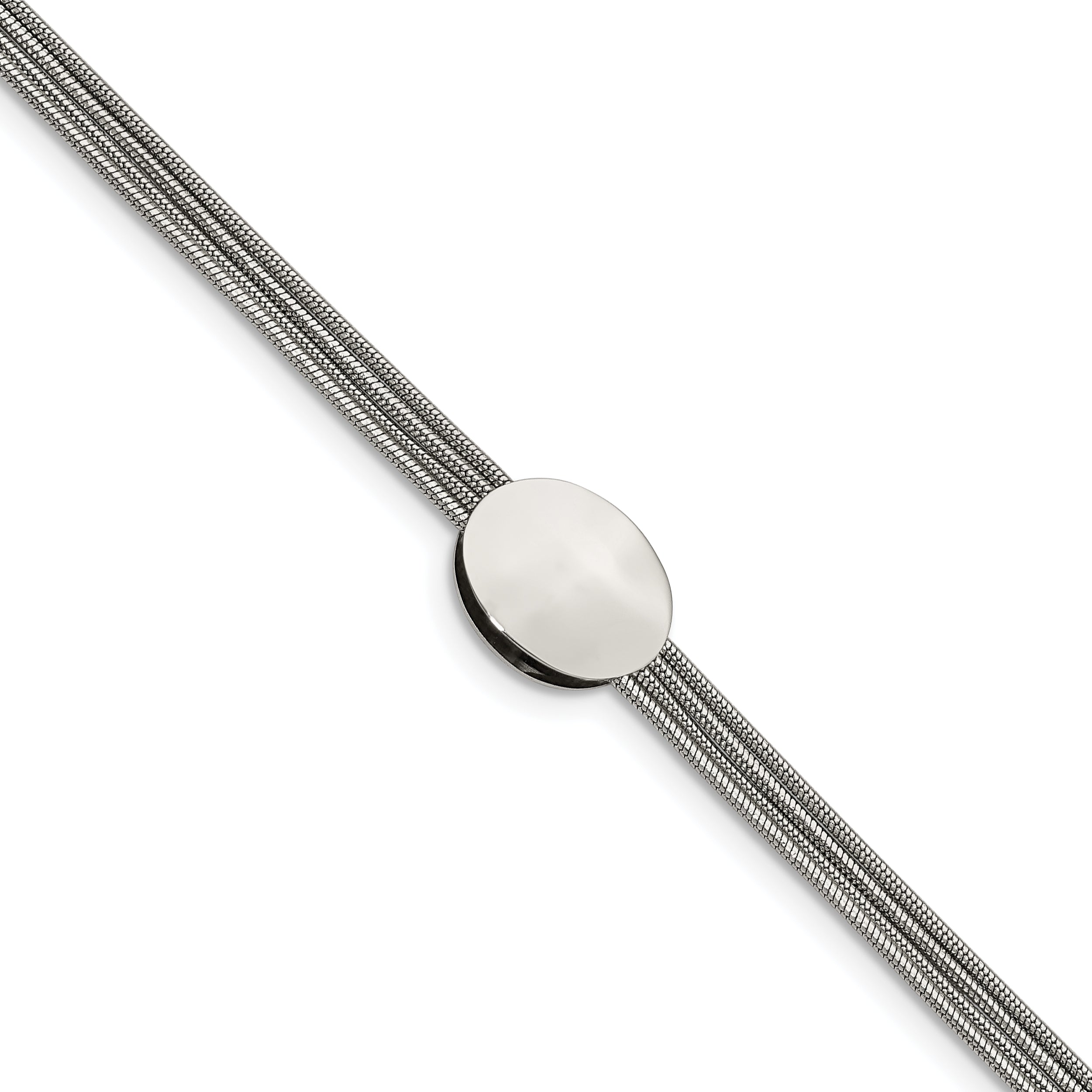 Stainless Steel Polished Oval 7.25in w/1.25in ext. Bracelet Main image