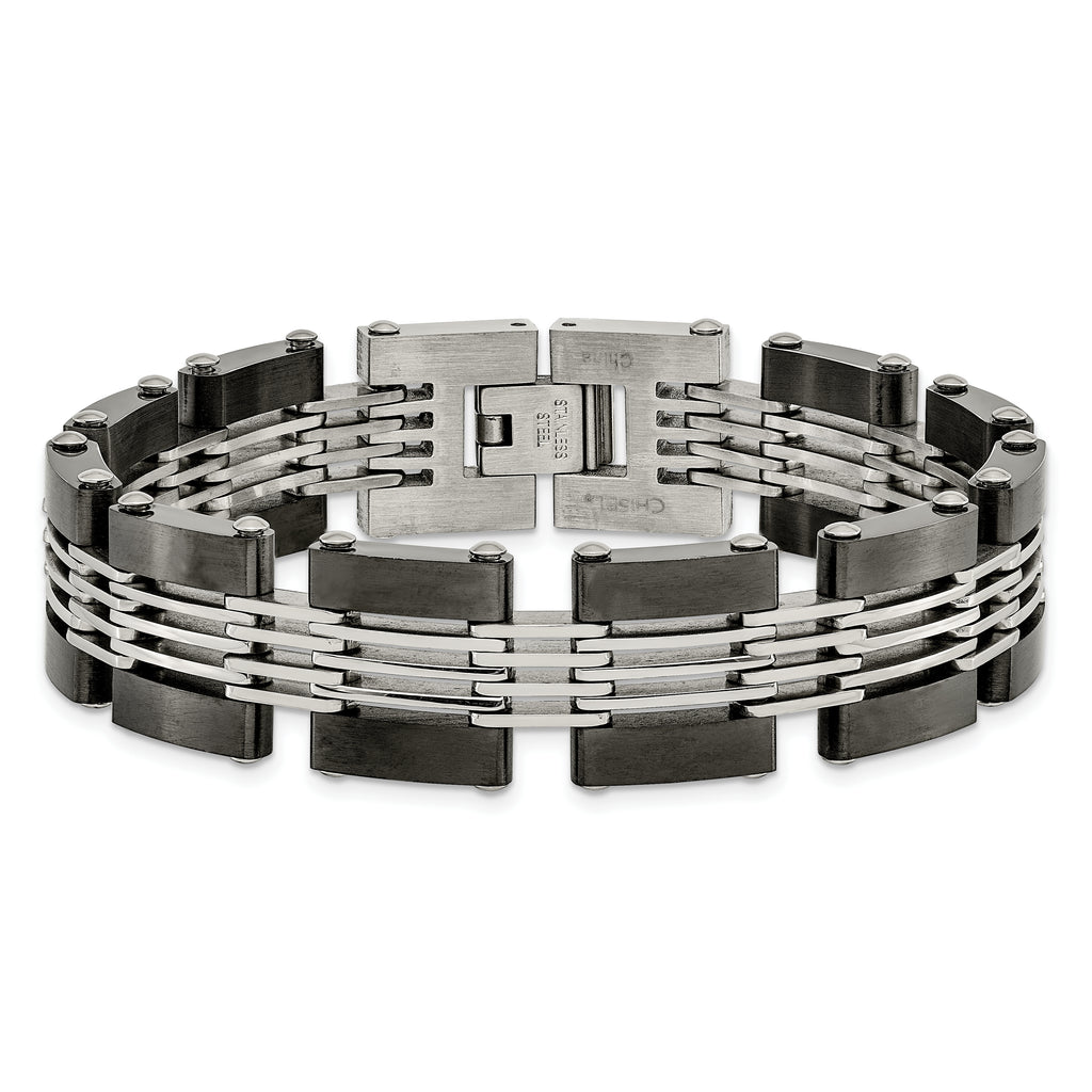 Black IP-Plated Link Bracelet in Stainless Steel