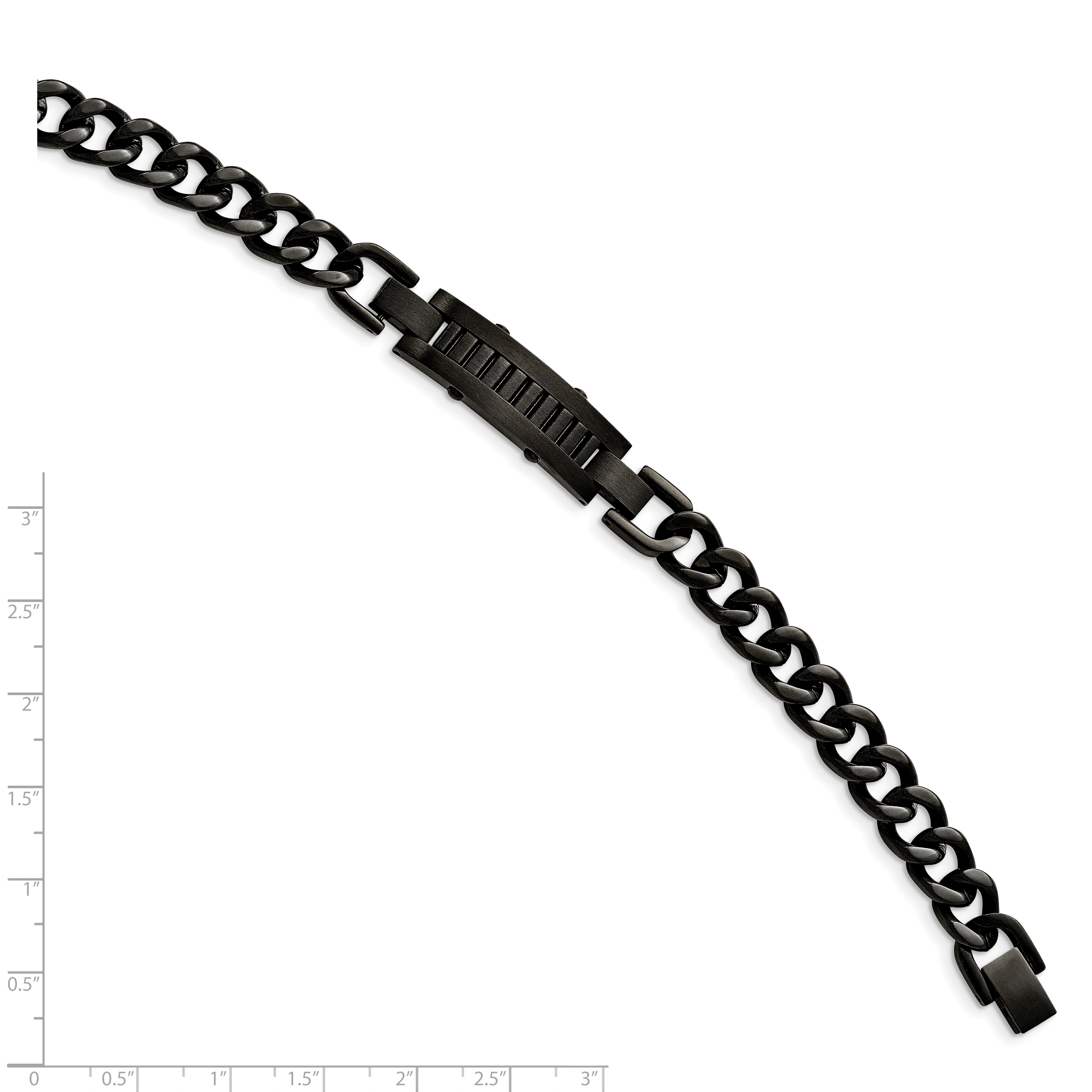 Stainless Steel Brushed and Polished Black IP-plated 8.25in Bracelet