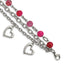 Stainless Steel Polished w/Pink Agate and Hearts 7.75in Bracelet