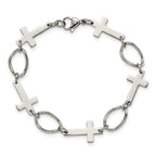 Stainless Steel Polished Cross 7.75in Bracelet