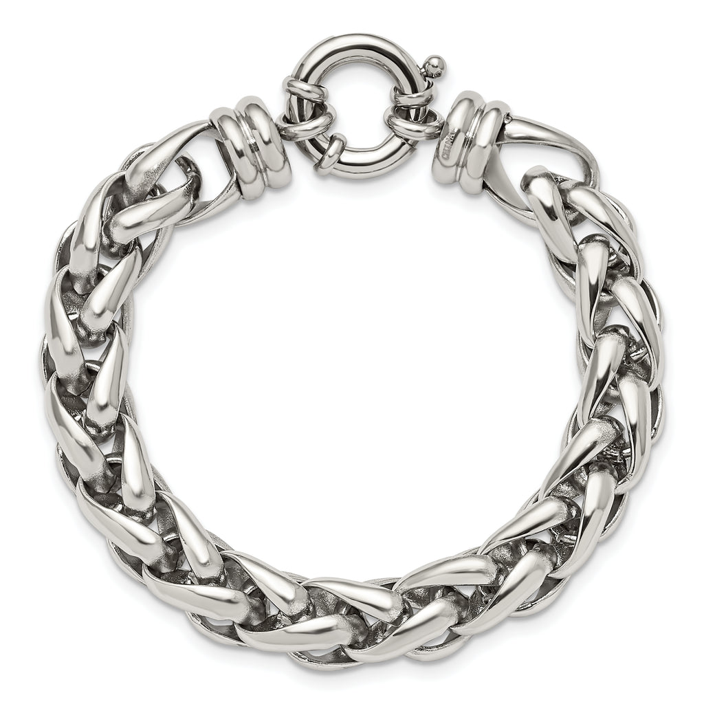 Polished Fancy Link Bracelet in Stainless Steel