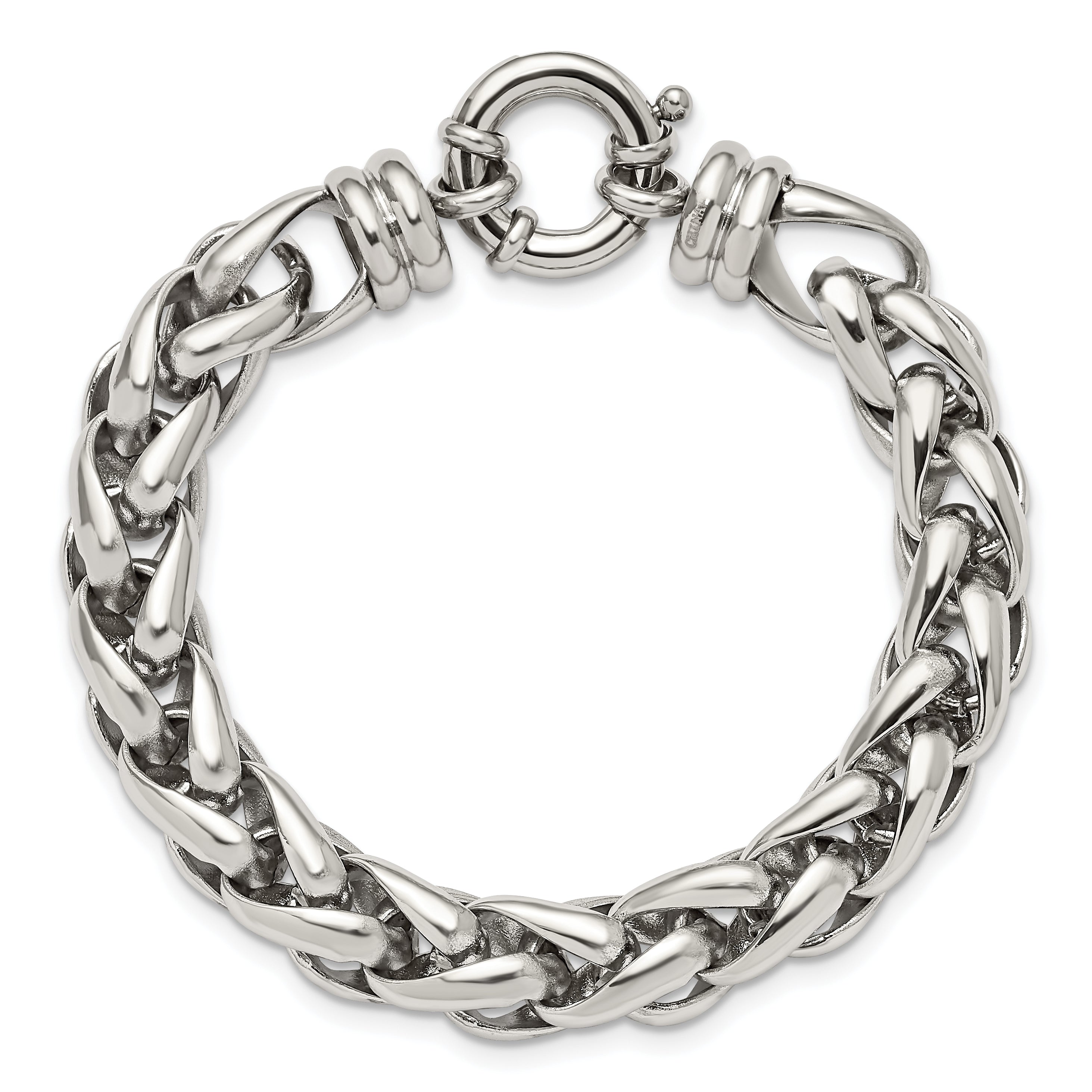 Polished Fancy Link Bracelet in Stainless Steel