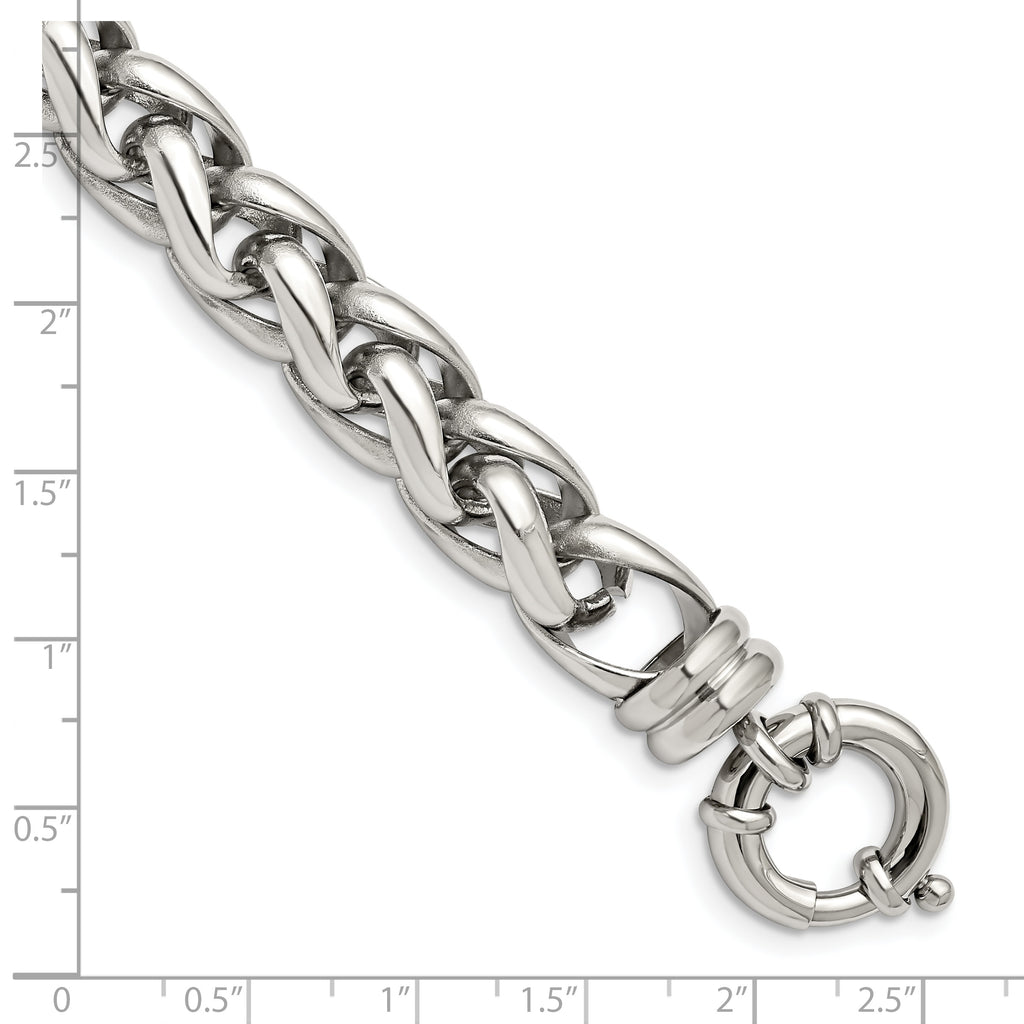 Polished Fancy Link Bracelet in Stainless Steel
