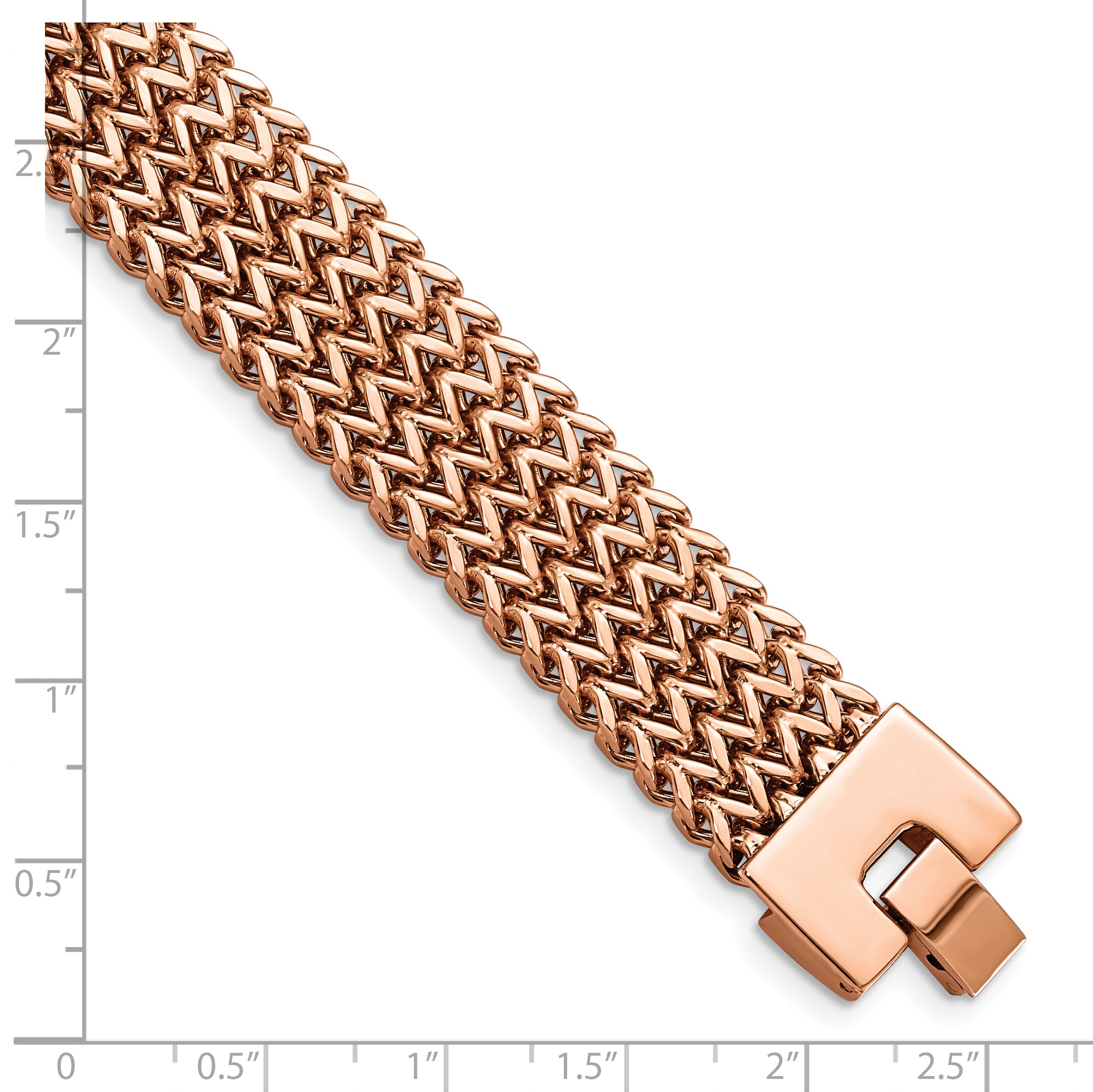 Stainless Steel Brushed Rose IP-plated Woven 7.5in Bracelet