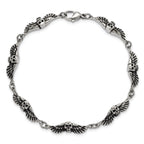 Antiqued Skulls & Wings Bracelet in Stainless Steel