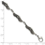 Antiqued Skulls & Wings Bracelet in Stainless Steel