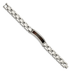 Koa Wood Inlay Link ID Bracelet in Stainless Steel