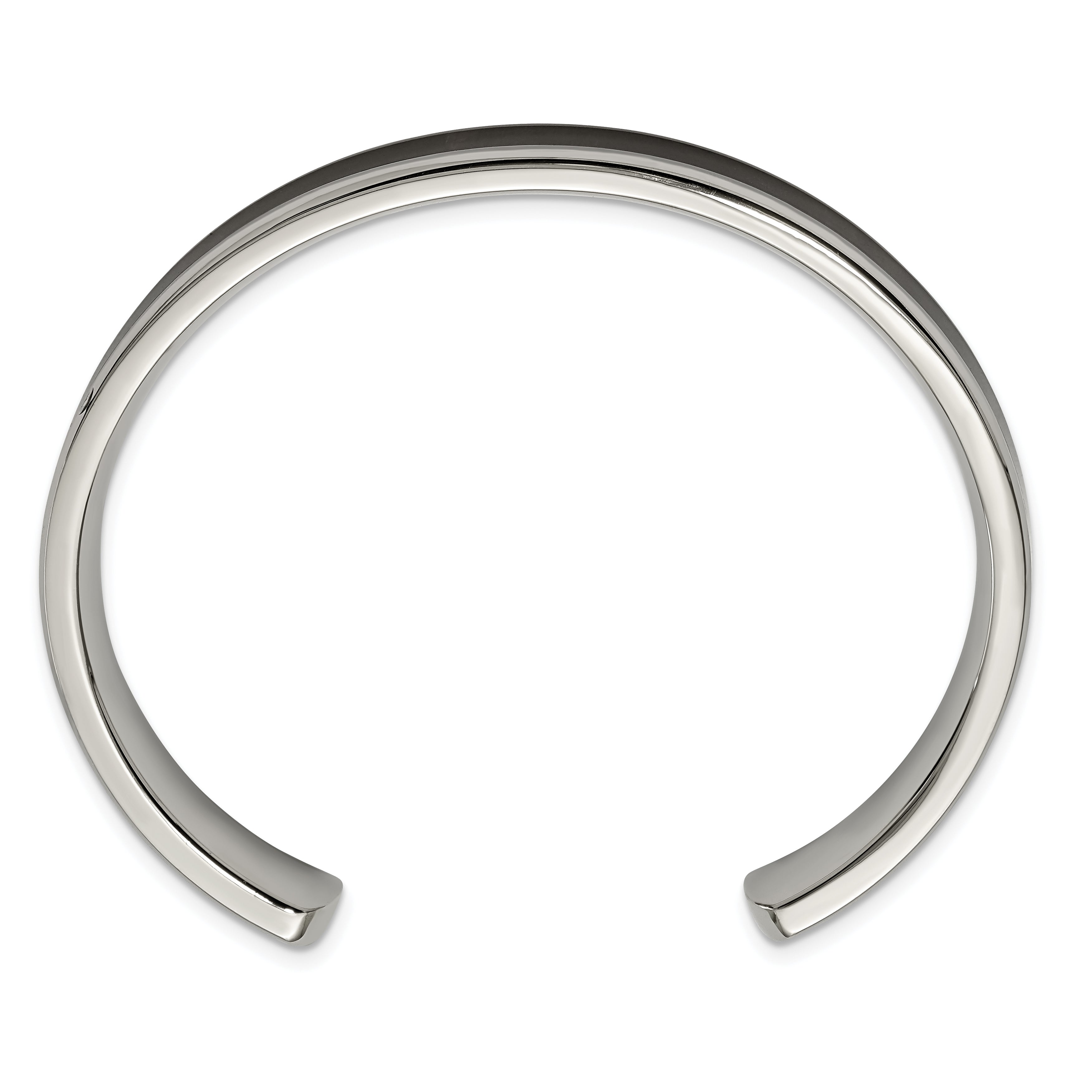 Chisel Stainless Steel Polished with Enameled Koa Wood Inlay Cuff Bangle