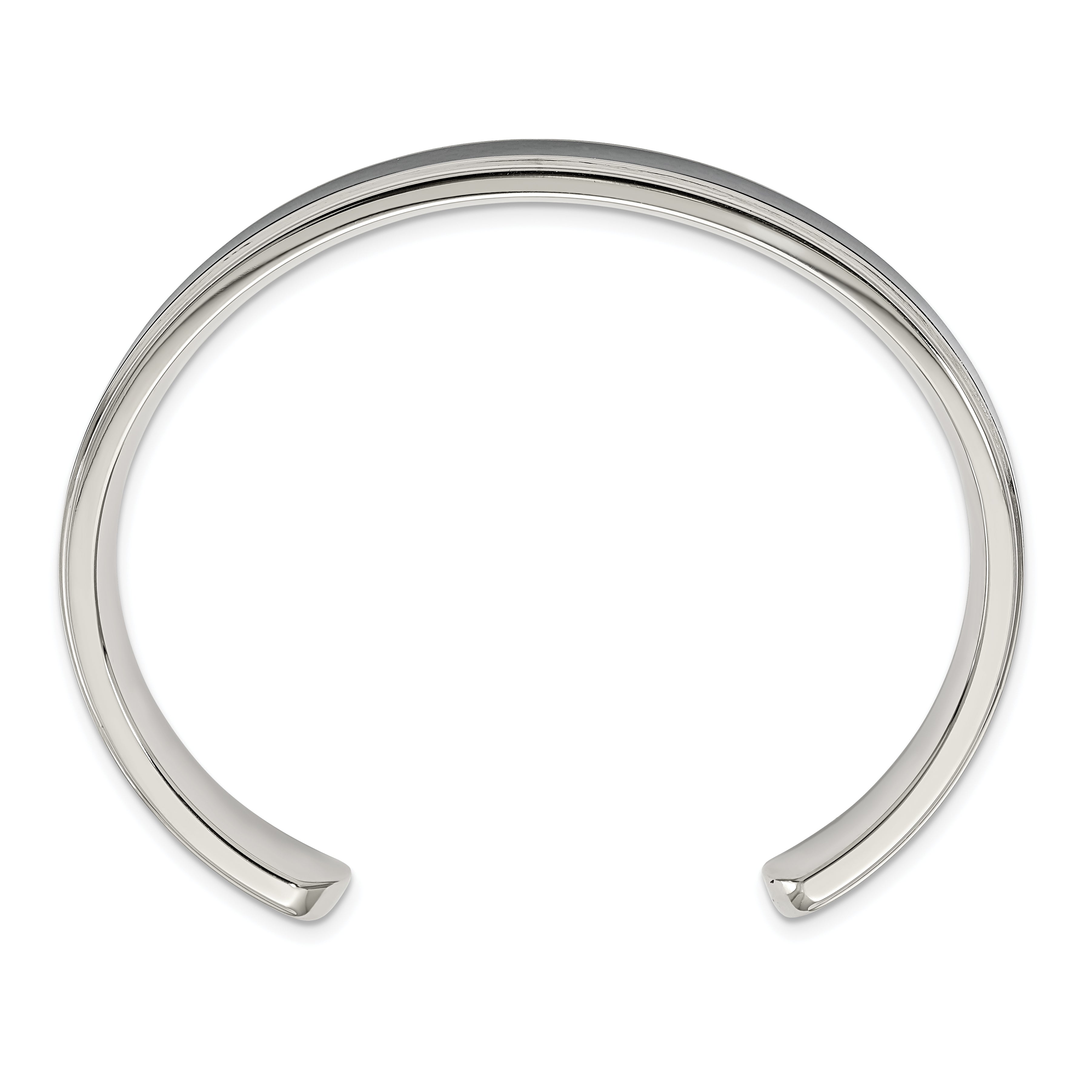 Chisel Stainless Steel Polished with Black Carbon Fiber Inlay Cuff Bangle
