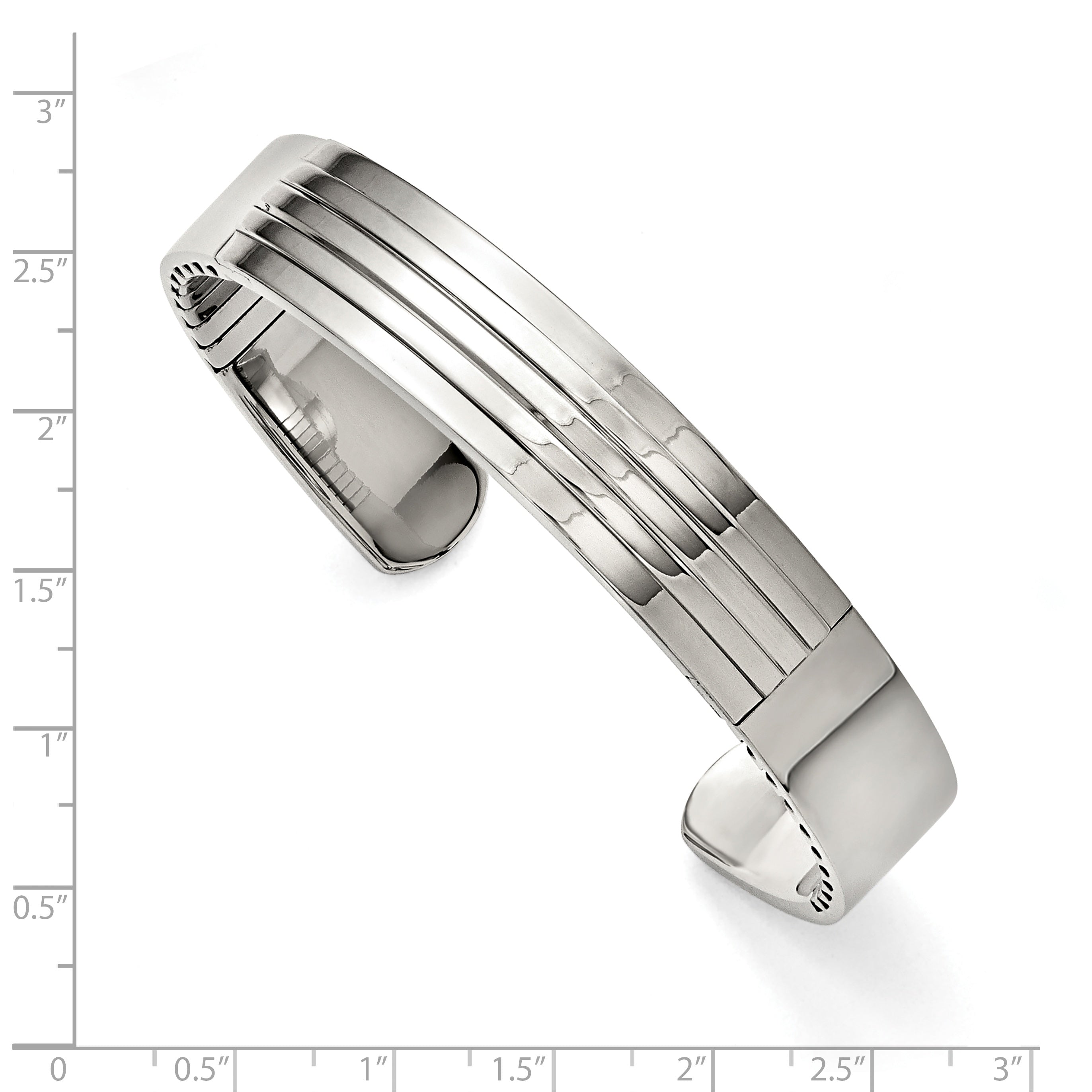Stainless Steel Polished and Grooved Bangle