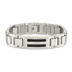Chisel Stainless Steel Polished and Matte Black IP-plated with .05 carat Diamond 8.75 inch Bracelet