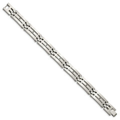 Chisel Stainless Steel Brushed and Polished with 1/10 carat Diamond 8.75 inch Bracelet