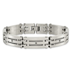 Chisel Stainless Steel Brushed and Polished with 1/10 carat Diamond 8.75 inch Bracelet