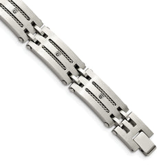 Chisel Stainless Steel Brushed and Polished with 1/10 carat Diamond 8.75 inch Bracelet