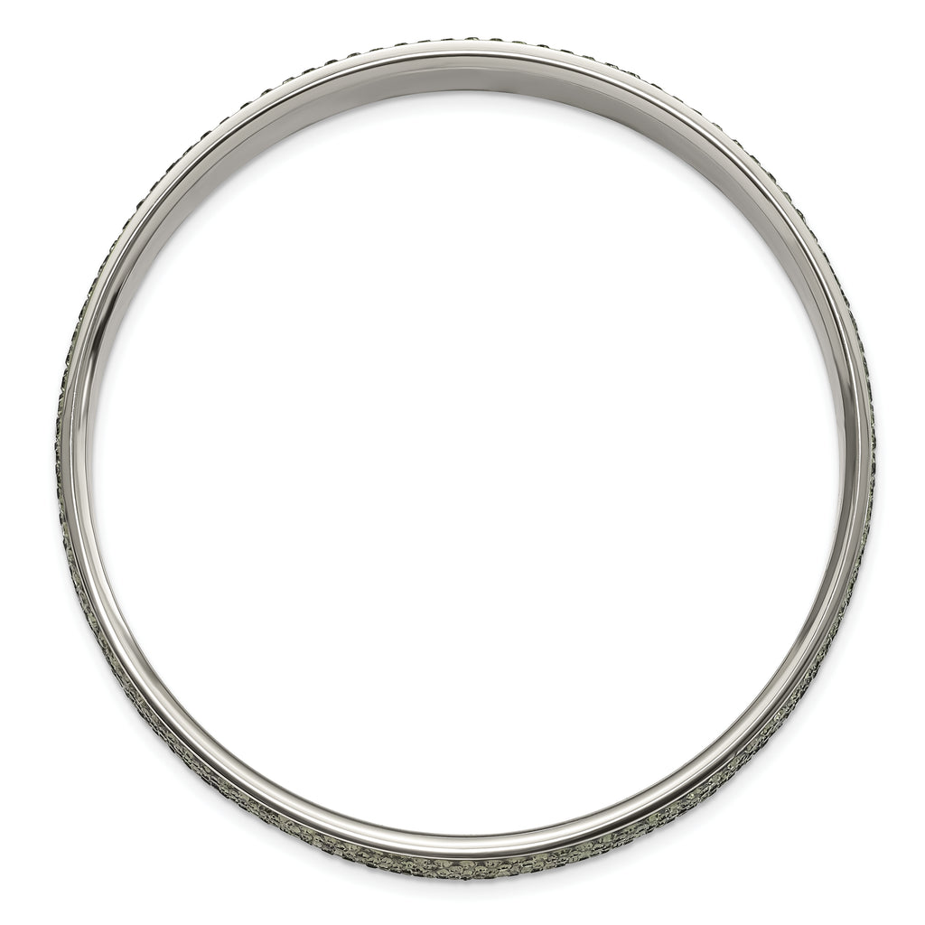 Grey Crystal Thin Flat Bangle in Stainless Steel
