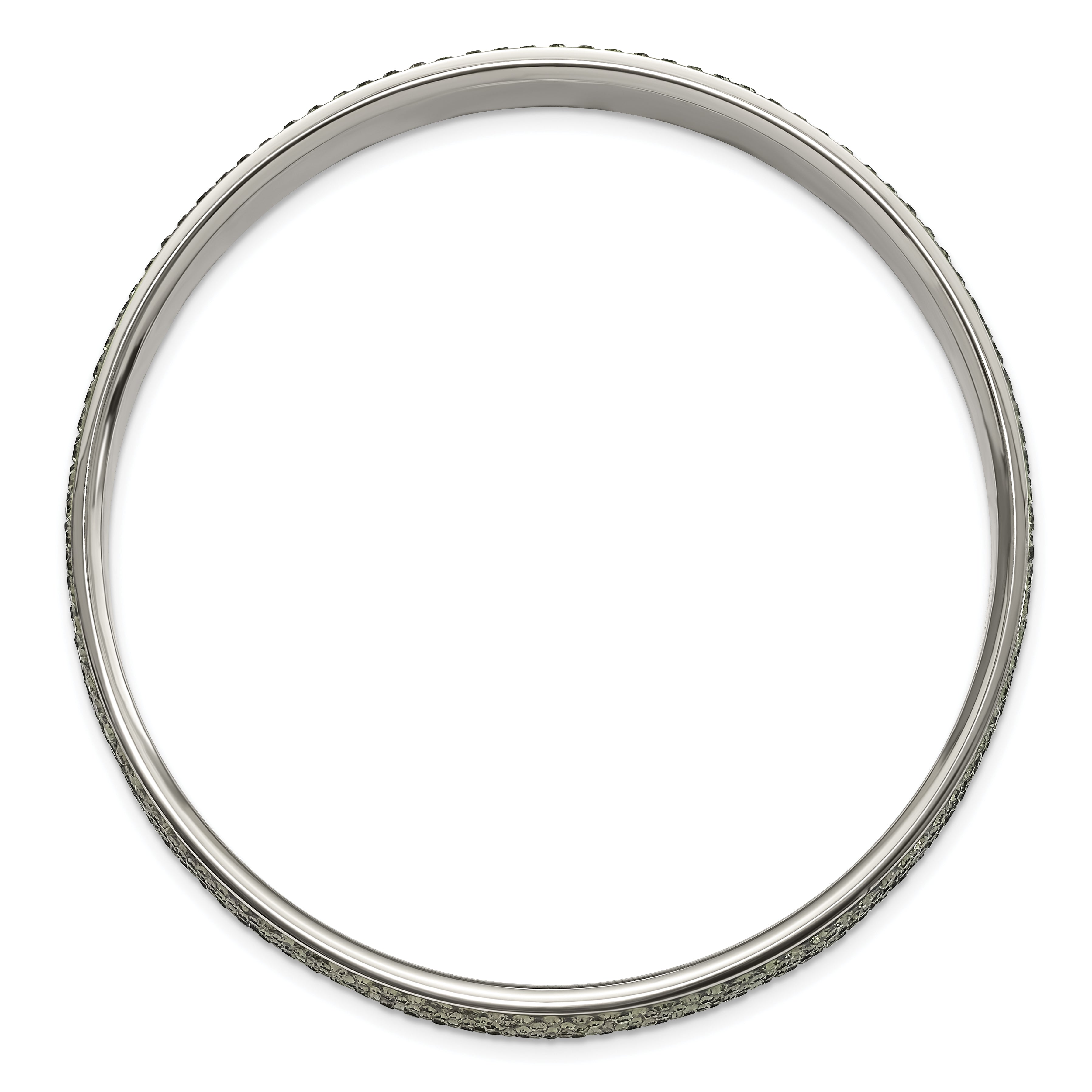 Grey Crystal Thin Flat Bangle in Stainless Steel
