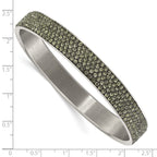 Grey Crystal Thin Flat Bangle in Stainless Steel