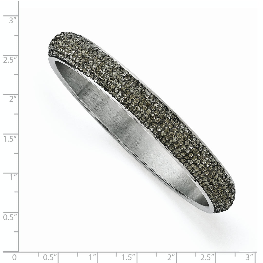 Black Enamel & Crystal Bracelet in Stainless Steel