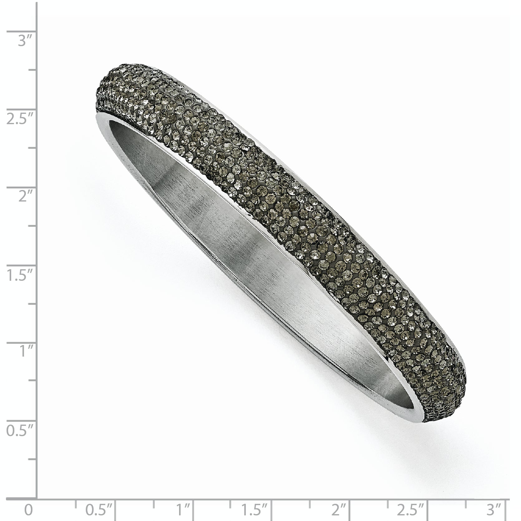 Black Enamel & Crystal Bracelet in Stainless Steel