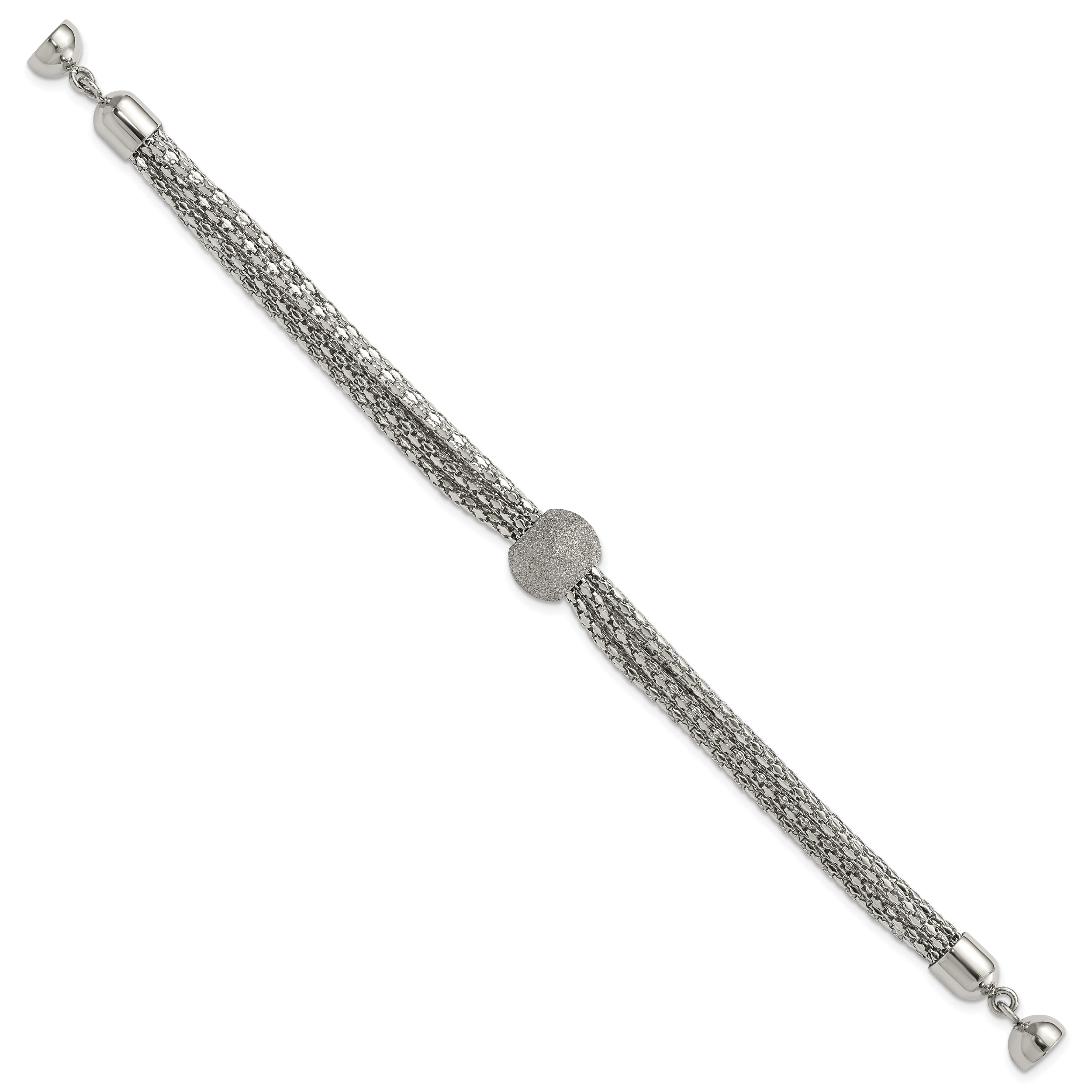 Multistrand Laser-Cut Bead Bracelet in Stainless Steel Secondary image