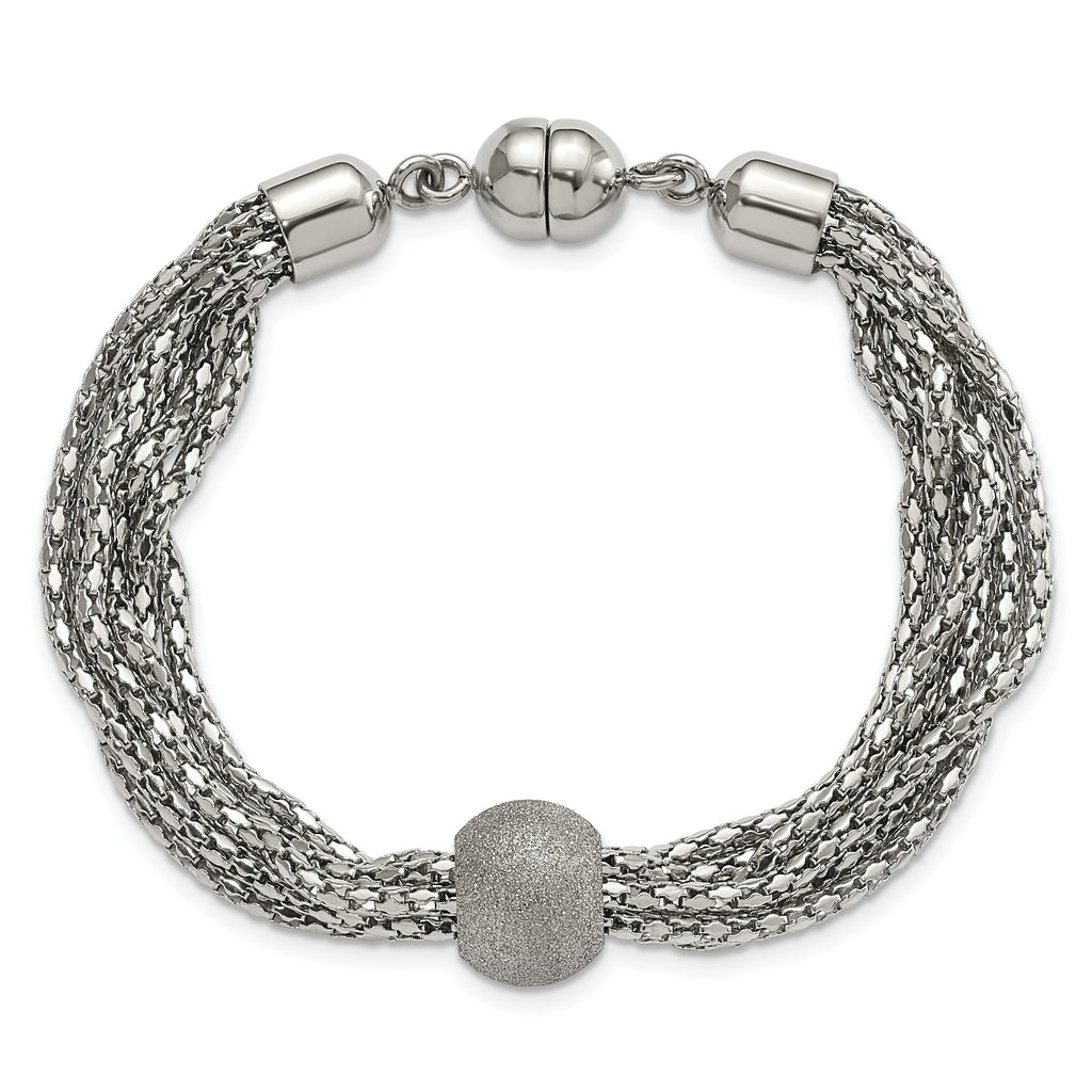Multistrand Laser-Cut Bead Bracelet in Stainless Steel