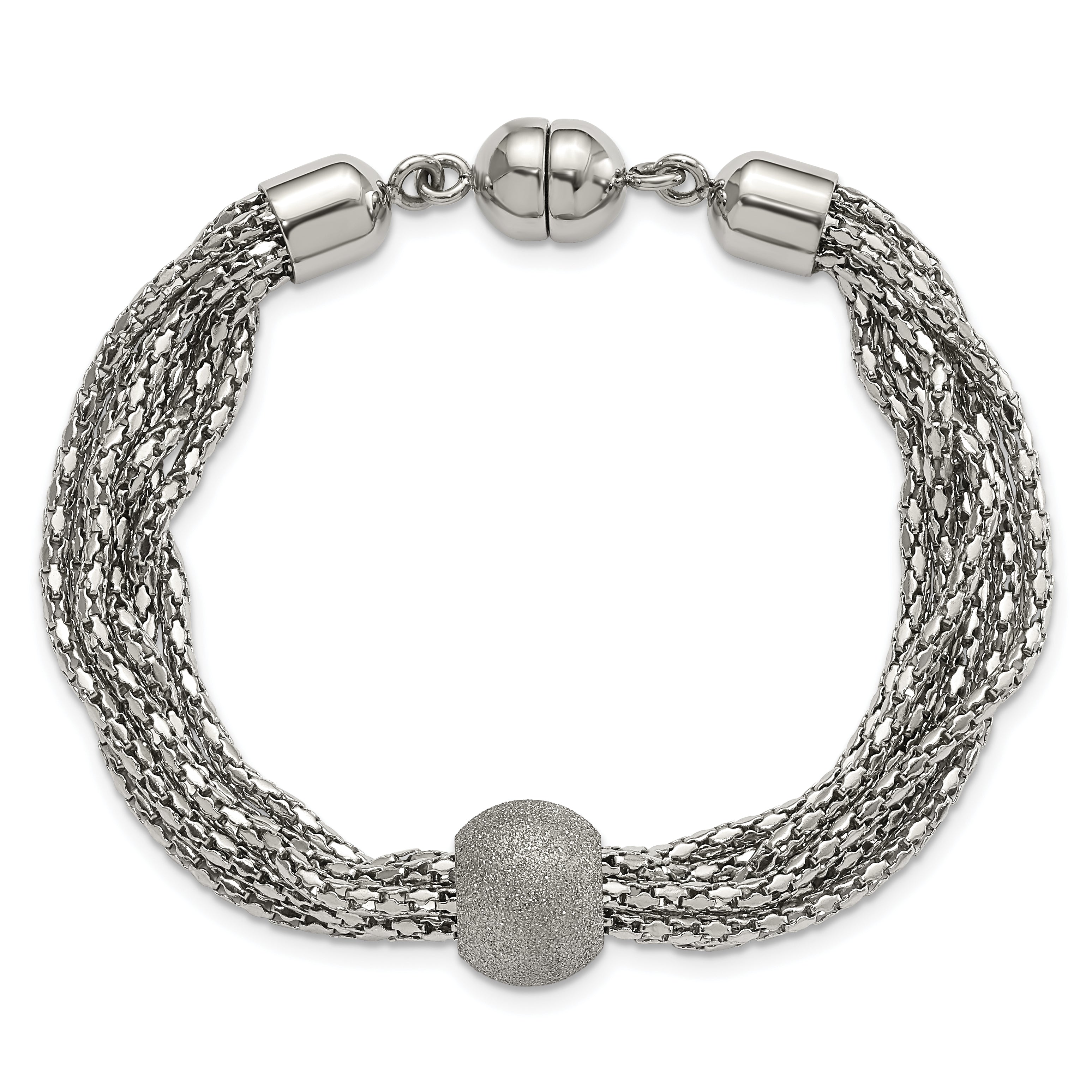 Multistrand Laser-Cut Bead Bracelet in Stainless Steel