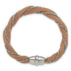 Twisted Mesh Chain Bracelet in Two-Tone Stainless Steel
