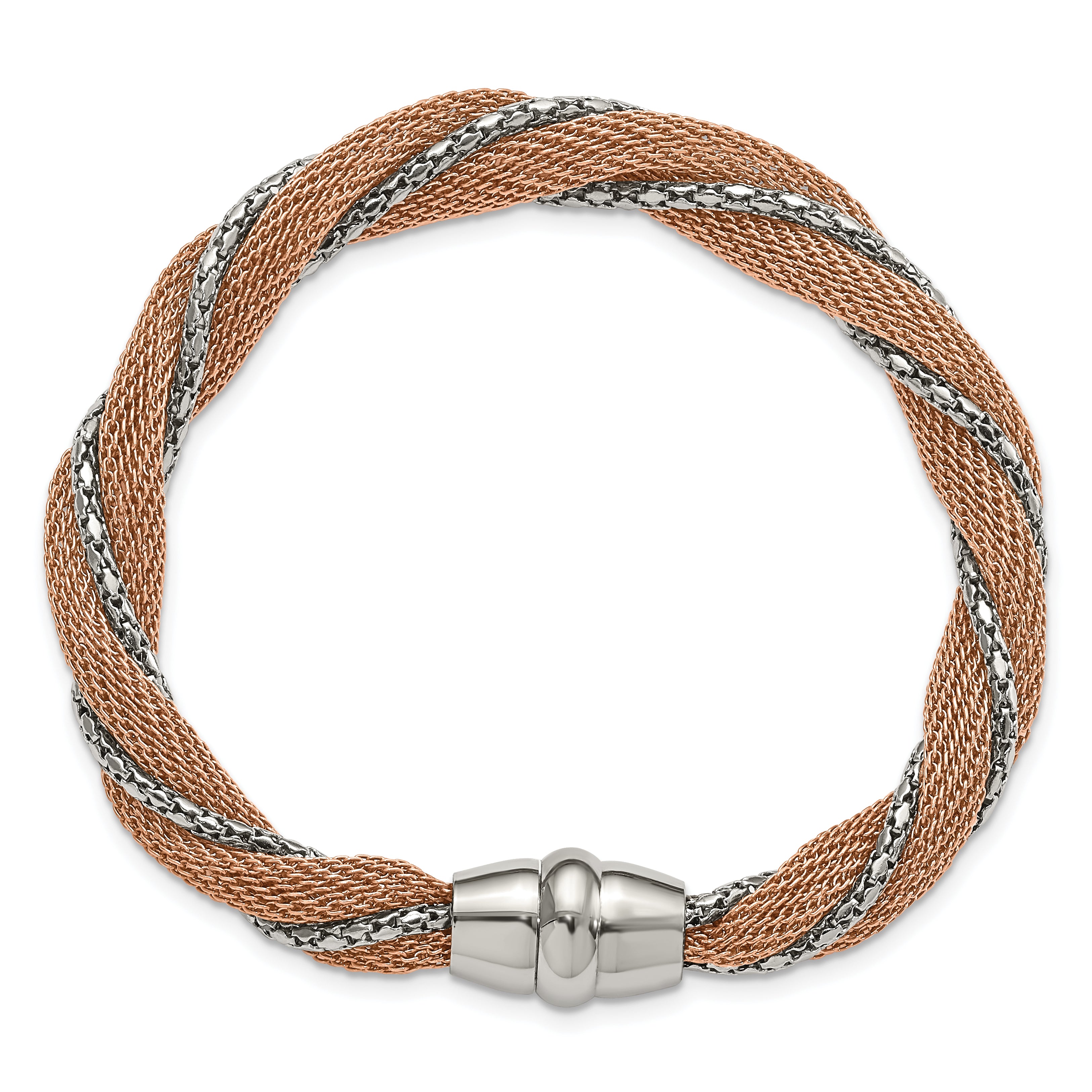 Twisted Mesh Chain Bracelet in Two-Tone Stainless Steel