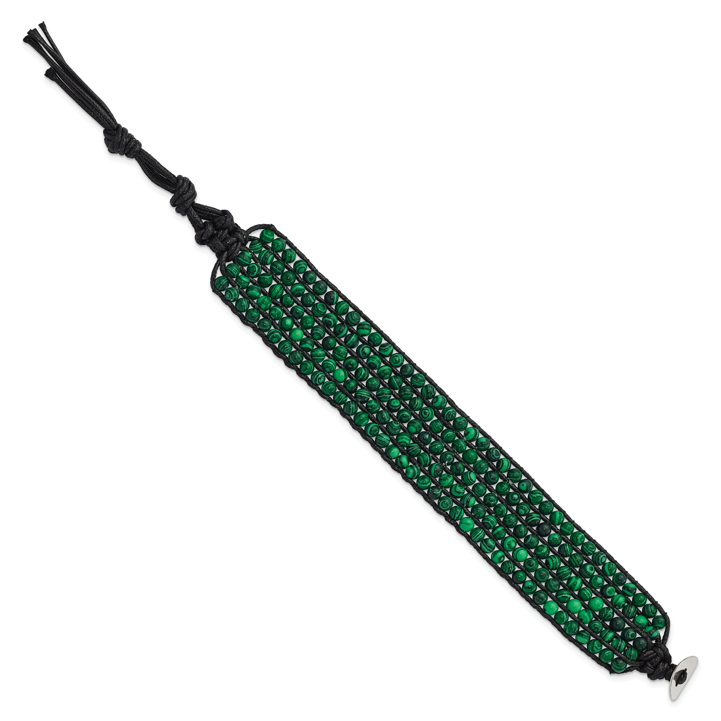Stainless Steel Black Cord Woven Imitation Malachite Bracelet Secondary image