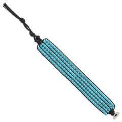 Stainless Steel Black Cord Woven Imitation Turquoise Bracelet - 9