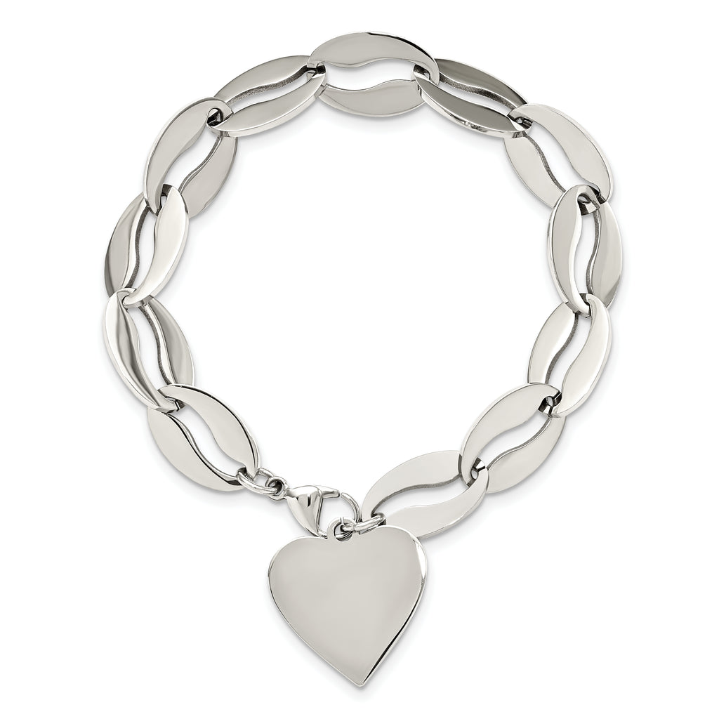Polished Heart Bracelet in Stainless Steel