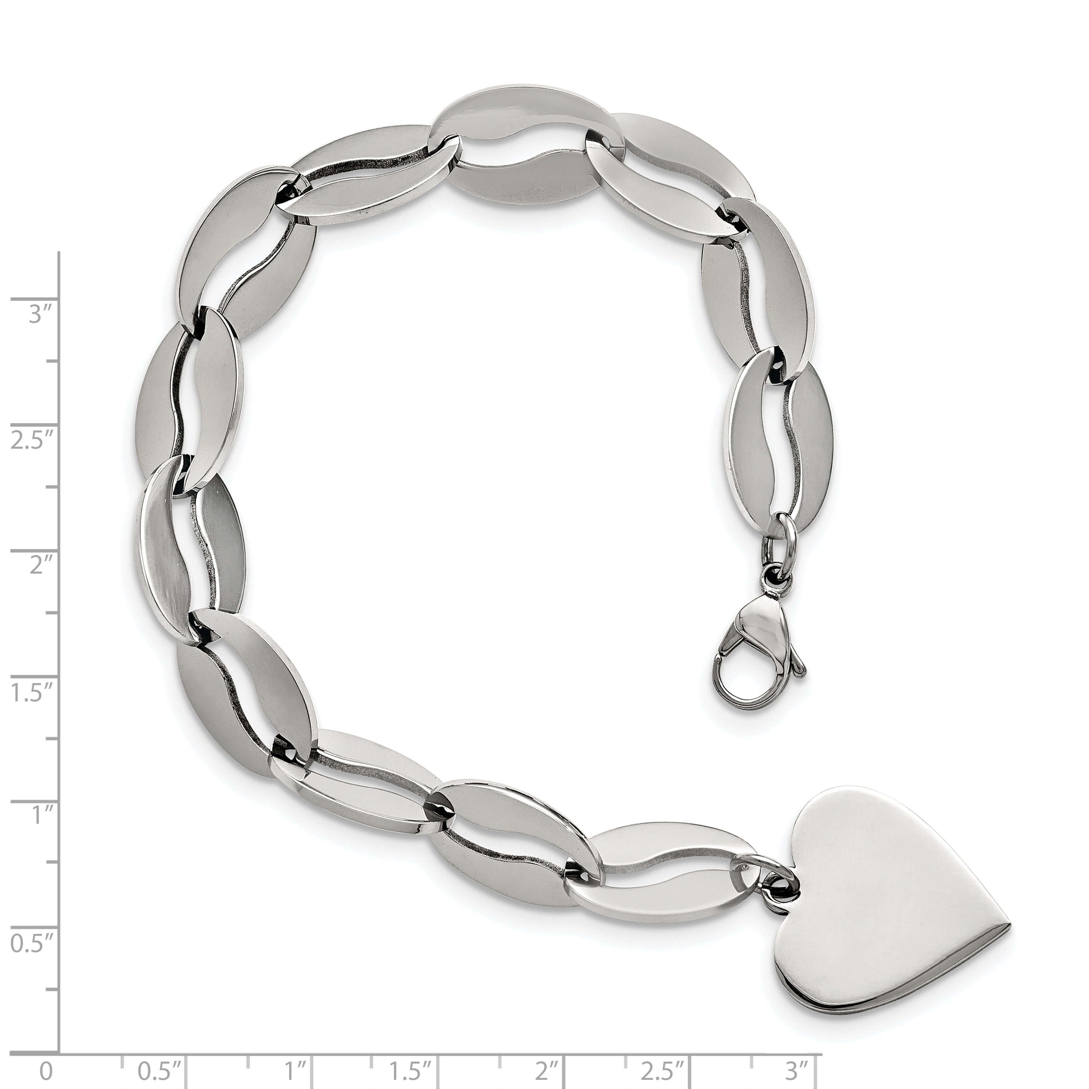 Polished Heart Bracelet in Stainless Steel