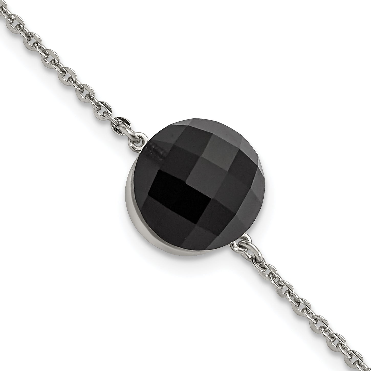 Stainless Steel Polished Dark Brown Glass w/1in ext Bracelet Main image